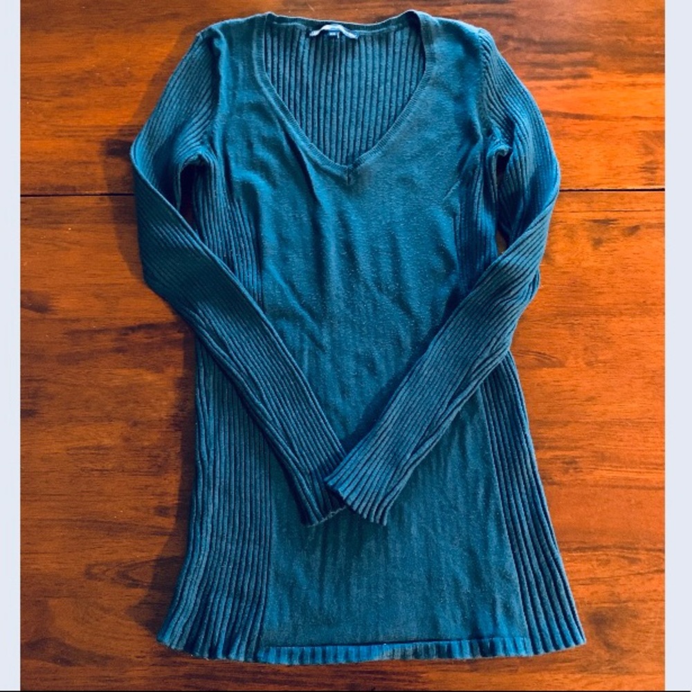 Thyme Maternity Teal Stretch Knit Sweater, size M